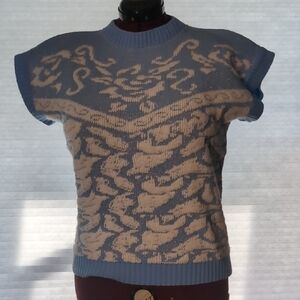 Blue and Cream Patterned Men's Sweater